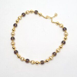 Veronese Italy gold vermeil sterling necklace faux smoky quartz faceted beads